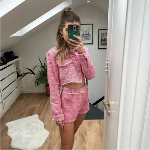 Blogger’s Favorite Zara Tweed Weave Textured Crop Jacket. Small. NWT. - Picture 3 of 15